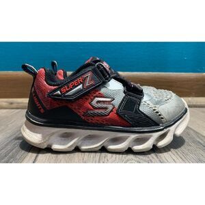 Skechers Hypno Flash Lights Up Toddler's Size 8 Red/Gray Casual Outdoor Sneakers